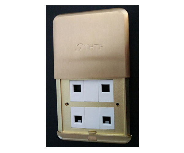 【四口RJ45地插】清华同方ROTA综合布线-四口RJ45铜合金平推式地面插座(弱电) HW125CH-04